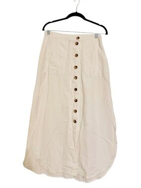 Lido World Cream Button Front Midi Skirt Size Medium